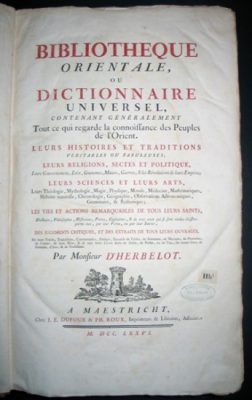 "Bibliothèque Orientale", page de titre de l'édition de 1776